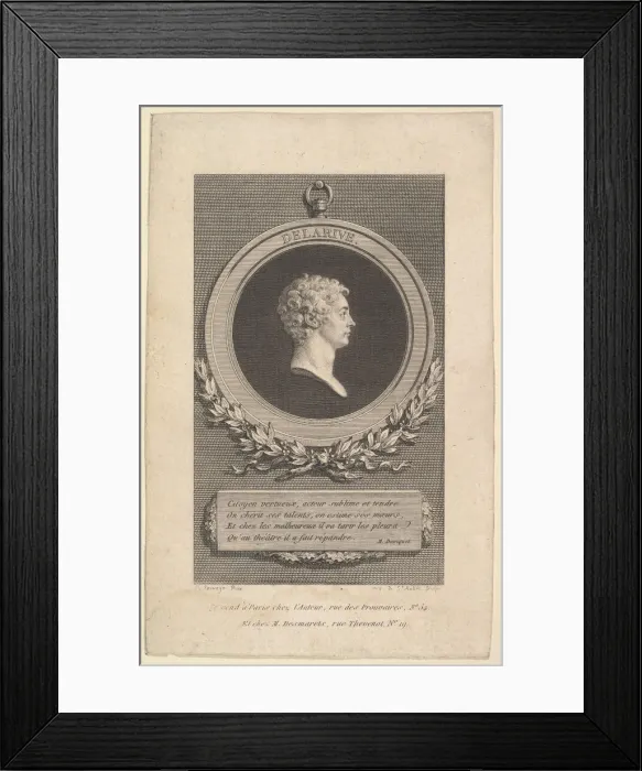 Framed Print : Portrait of De Larive, 1785. Creator: Augustin de Saint-Aubin Framed Print : Portrait of De Larive, 1785. Creator: Augustin de Saint-Aubin