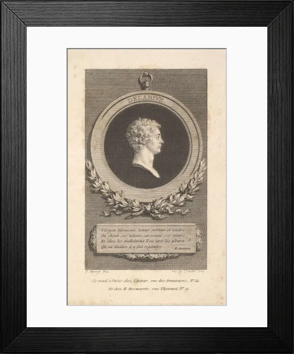 Framed Print : Portrait of De Larive, 1785. Creator: Augustin de Saint-Aubin Framed Print : Portrait of De Larive, 1785. Creator: Augustin de Saint-Aubin