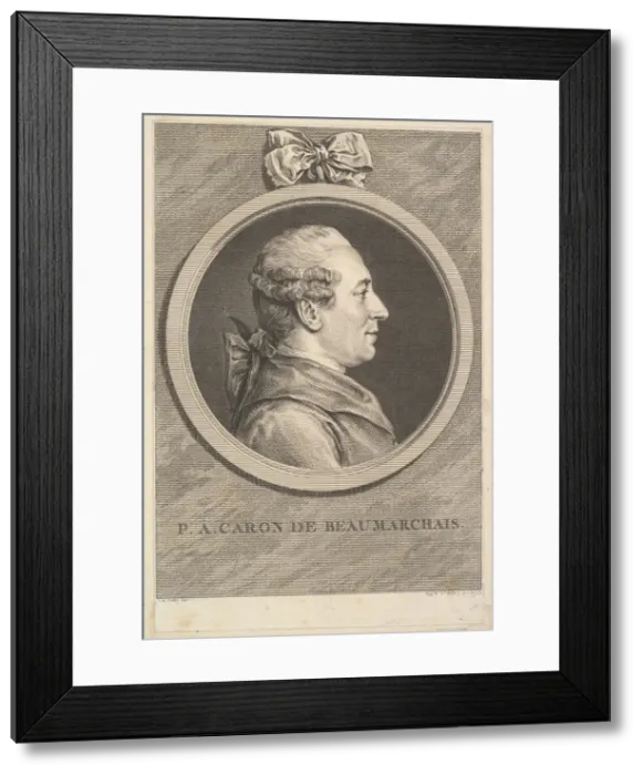 Framed Print : Portrait of P. A. Caron de Beaumarchais, 1773. Creator: Augustin de Saint-Aubin Framed Print : Portrait of P. A. Caron de Beaumarchais, 1773. Creator: Augustin de Saint-Aubin