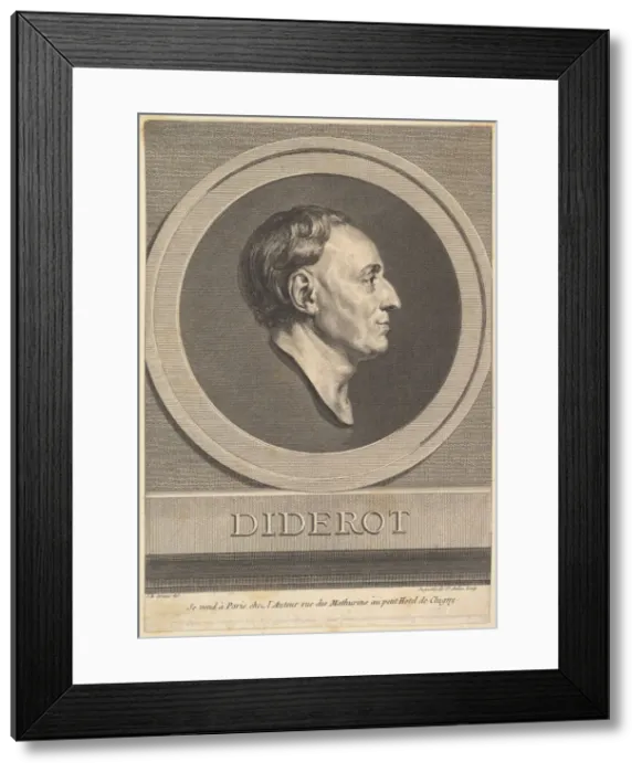 Framed Print : Portrait of Denis Diderot, 1766. Creator: Augustin de Saint-Aubin Framed Print : Portrait of Denis Diderot, 1766. Creator: Augustin de Saint-Aubin