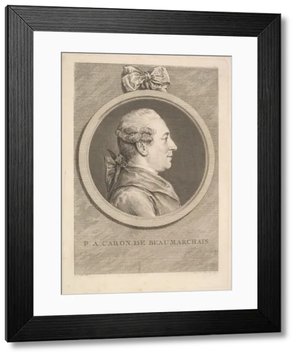 Framed Print : Portrait of P. A. Caron de Beaumarchais, 1773. Creator: Augustin de Saint-Aubin Framed Print : Portrait of P. A. Caron de Beaumarchais, 1773. Creator: Augustin de Saint-Aubin