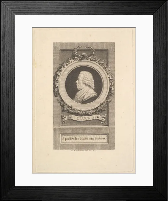 Framed Print : Portrait of Gluck, 1781. Creator: Augustin de Saint-Aubin