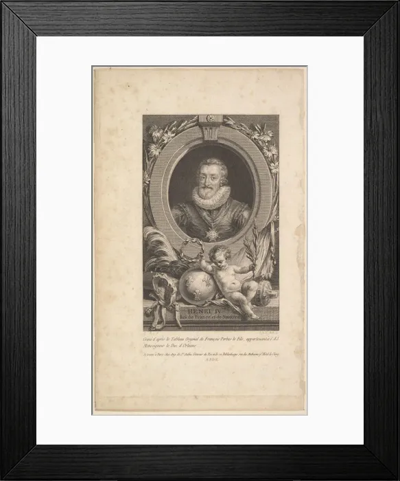 Framed Print : Portrait of Henri IV, 1777. Creator: Augustin de Saint-Aubin Framed Print : Portrait of Henri IV, 1777. Creator: Augustin de Saint-Aubin