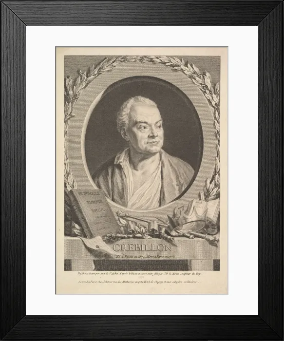 Framed Print : Portrait of Crebillon, 1770. Creator: Augustin de Saint-Aubin Framed Print : Portrait of Crebillon, 1770. Creator: Augustin de Saint-Aubin