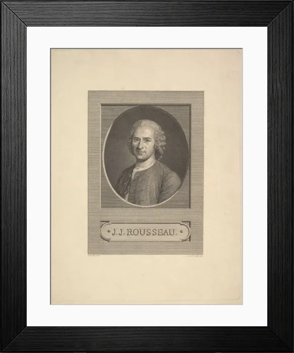 Framed Print : Portrait of Jean-Jacques Rousseau, 1777. Creator: Augustin de Saint-Aubin