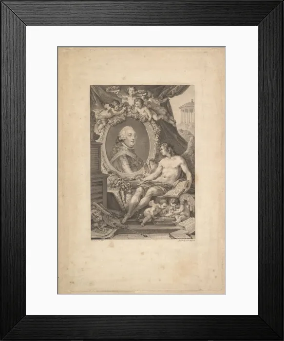 Framed Print : Portrait of Louis-Philippe, duc d Orleans, 1778. Creator: Augustin de Saint-Aubin