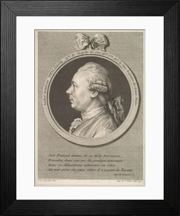 Framed Print : Portrait of AndreDanican Philidor, 1772. Creator: Augustin de Saint-Aubin Framed Print : Portrait of AndreDanican Philidor, 1772. Creator: Augustin de Saint-Aubin