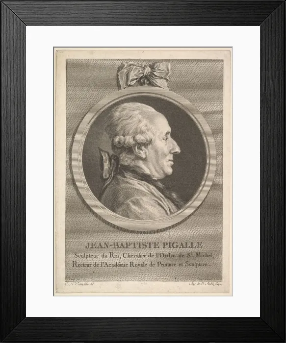 Framed Print : Portrait of Jean-Baptiste Pigalle, 1782. Creator: Augustin de Saint-Aubin Framed Print : Portrait of Jean-Baptiste Pigalle, 1782. Creator: Augustin de Saint-Aubin