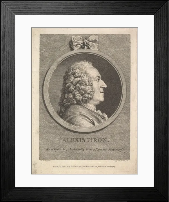 Framed Print : Portrait of Alexis Piron, 1776. Creator: Augustin de Saint-Aubin Framed Print : Portrait of Alexis Piron, 1776. Creator: Augustin de Saint-Aubin