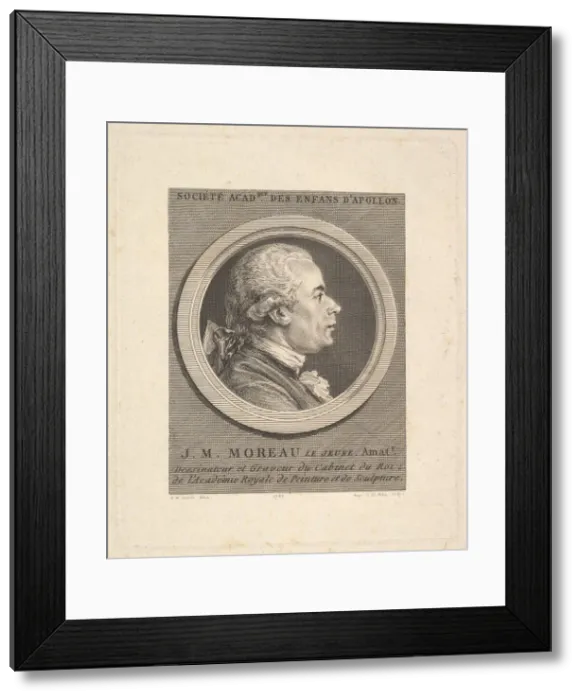 Framed Print : Portrait of Jean-Michel Moreau, 1787. Creator: Augustin de Saint-Aubin Framed Print : Portrait of Jean-Michel Moreau, 1787. Creator: Augustin de Saint-Aubin