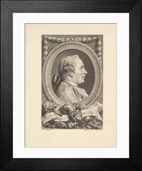 Framed Print : Portrait of Jean Monnet, 1765. Creator: Augustin de Saint-Aubin Framed Print : Portrait of Jean Monnet, 1765. Creator: Augustin de Saint-Aubin
