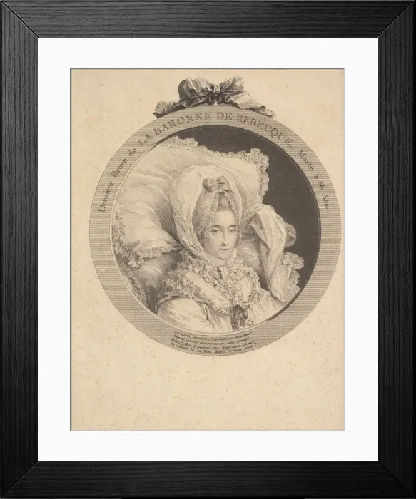 Framed Print : Portrait of La Baronne de Rebecque, 1780. Creator: Augustin de Saint-Aubin Framed Print : Portrait of La Baronne de Rebecque, 1780. Creator: Augustin de Saint-Aubin