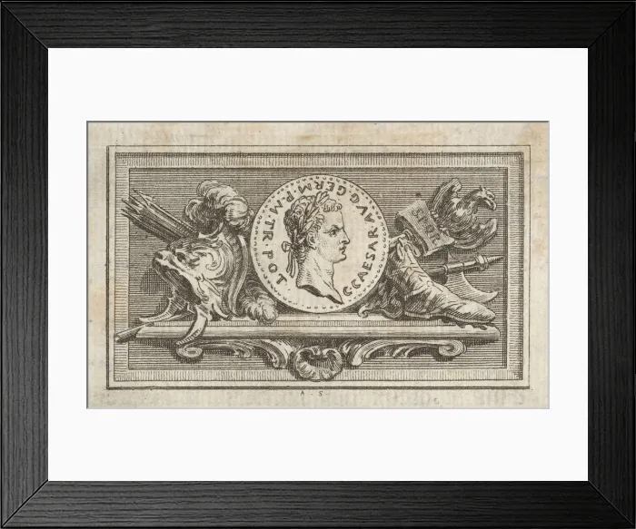 Framed Print : Medal with Portrait of Caligula in the 6th Book, from Tibere ou les six premi Framed Print : Medal with Portrait of Caligula in the 6th Book, from Tibere ou les six premi
