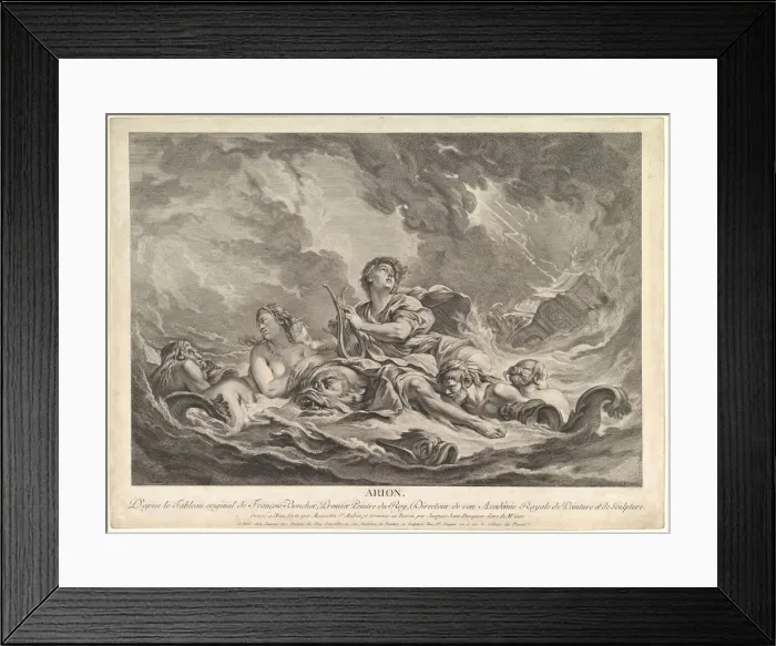 Framed Print : Arion, 1763-66. Creators: Augustin de Saint-Aubin, Jacques Jean Pasquier Framed Print : Arion, 1763-66. Creators: Augustin de Saint-Aubin, Jacques Jean Pasquier