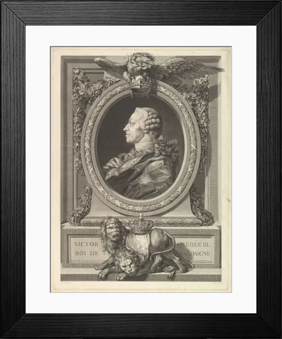 Framed Print : Portrait of Victor Amadeus III, King of Sardinia, 1777. Creator: Augustin de Saint-Aubin Framed Print : Portrait of Victor Amadeus III, King of Sardinia, 1777. Creator: Augustin de Saint-Aubin