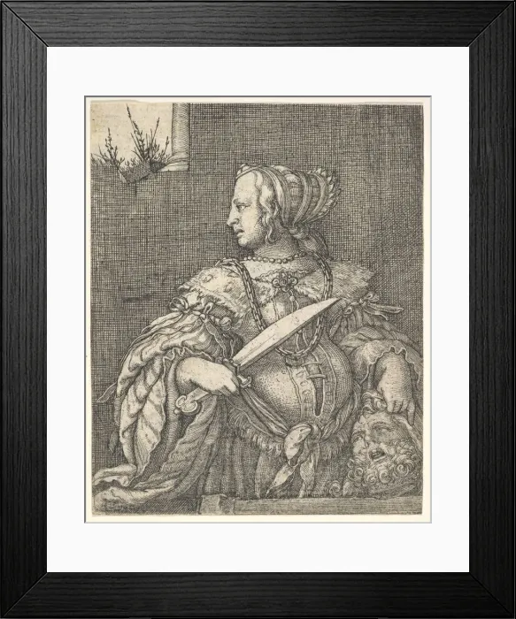 Framed Print : Judith, half-length and in profile to the left, a sword in her right hand Framed Print : Judith, half-length and in profile to the left, a sword in her right hand