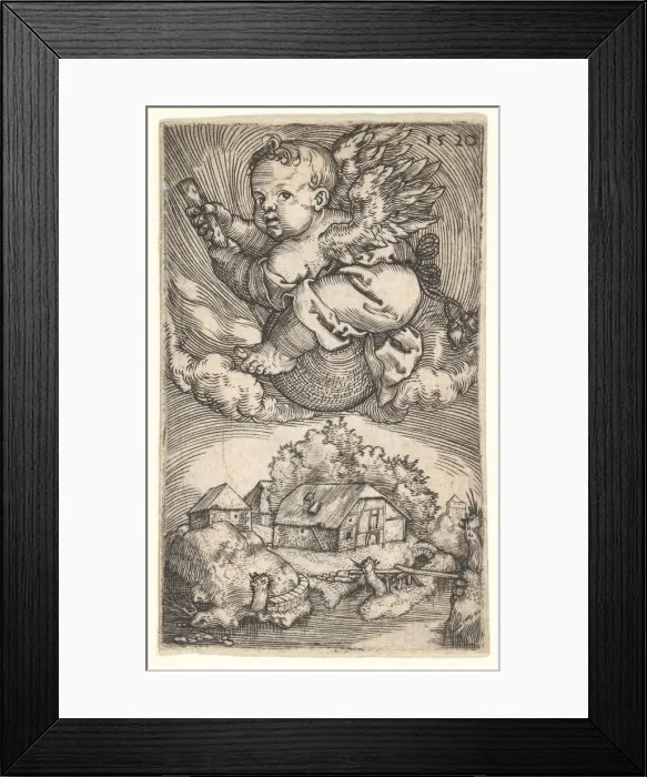 Framed Print : Genius on a Globe Floating in the Air, mid-17th century. Creator: Barthel Beham Framed Print : Genius on a Globe Floating in the Air, mid-17th century. Creator: Barthel Beham