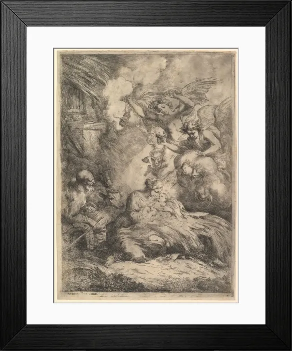 Framed Print : The Nativity with Angels, 1650-57. Creator: Bartolomeo Biscaino Framed Print : The Nativity with Angels, 1650-57. Creator: Bartolomeo Biscaino