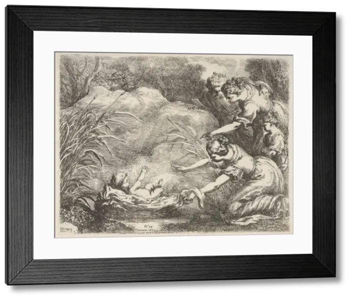 Framed Print : The finding of Moses who is rescued from the Nile by the maidservants of Pharaohs daug Framed Print : The finding of Moses who is rescued from the Nile by the maidservants of Pharaohs daug