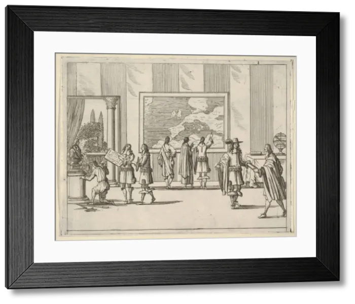 Framed Print : Francesco I d Este Invites Foreign Scholars to Court, from L Idea di un Principe ed Eroe Framed Print : Francesco I d Este Invites Foreign Scholars to Court, from L Idea di un Principe ed Eroe