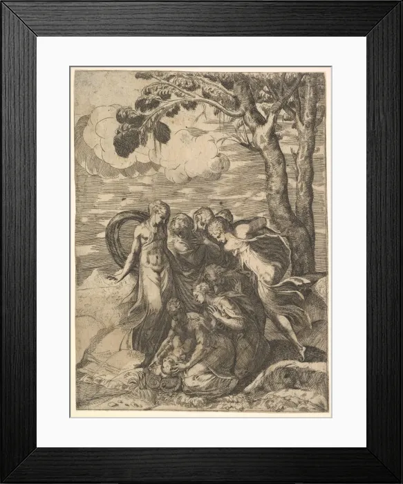 Framed Print : Moses Rescued from the Nile, 16th century. Creator: Battista del Moro