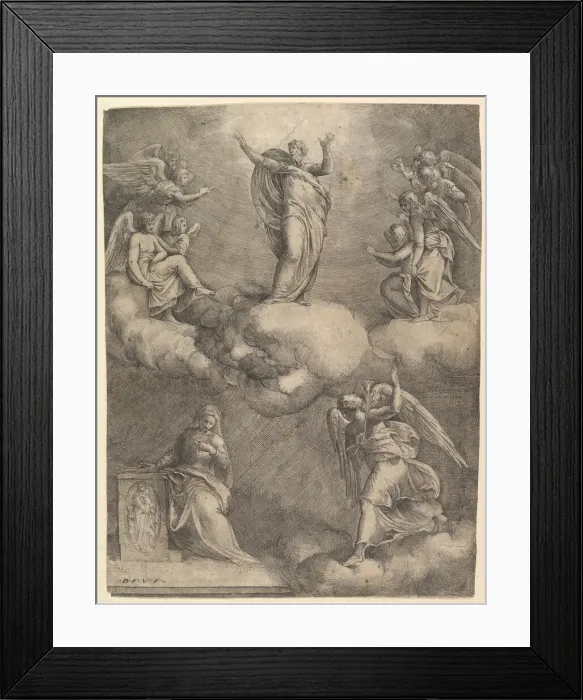 Framed Print : The Annunciation, before 1557. Creator: Battista Franco Veneziano Framed Print : The Annunciation, before 1557. Creator: Battista Franco Veneziano