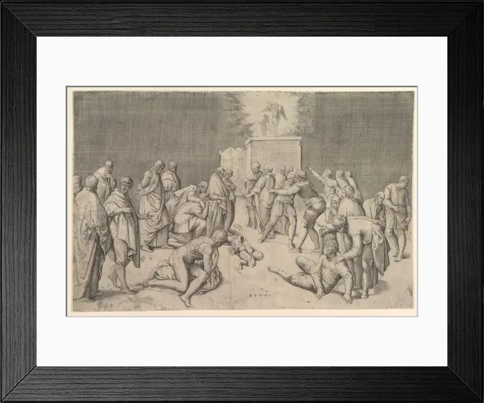 Framed Print : The Philistines Place the Ark of the Covenant in the Temple of Dagon, ca. 1540 Framed Print : The Philistines Place the Ark of the Covenant in the Temple of Dagon, ca. 1540