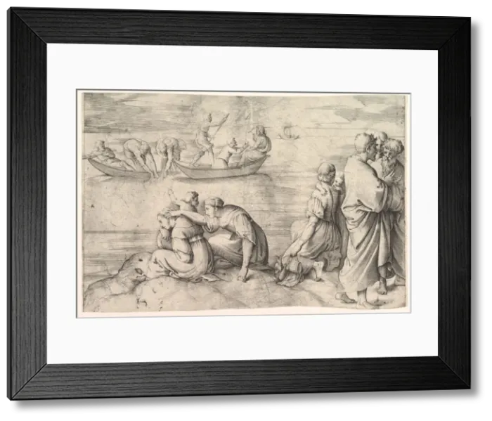 Framed Print : The Miraculous Draught of Fish. Creator: Battista Franco Veneziano Framed Print : The Miraculous Draught of Fish. Creator: Battista Franco Veneziano