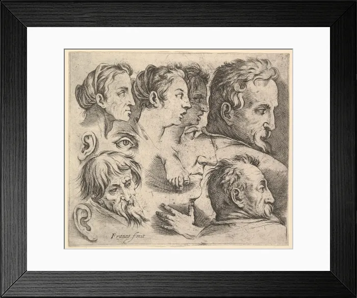 Framed Print : Studies of Heads. Creator: Battista Franco Veneziano Framed Print : Studies of Heads. Creator: Battista Franco Veneziano