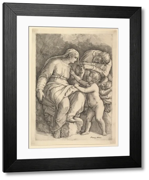 Framed Print : The Holy Family. Creator: Battista Franco Veneziano Framed Print : The Holy Family. Creator: Battista Franco Veneziano