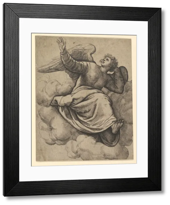 Framed Print : Angel Seated on a Cloud, ca. 1560. Creator: Battista Franco Veneziano Framed Print : Angel Seated on a Cloud, ca. 1560. Creator: Battista Franco Veneziano