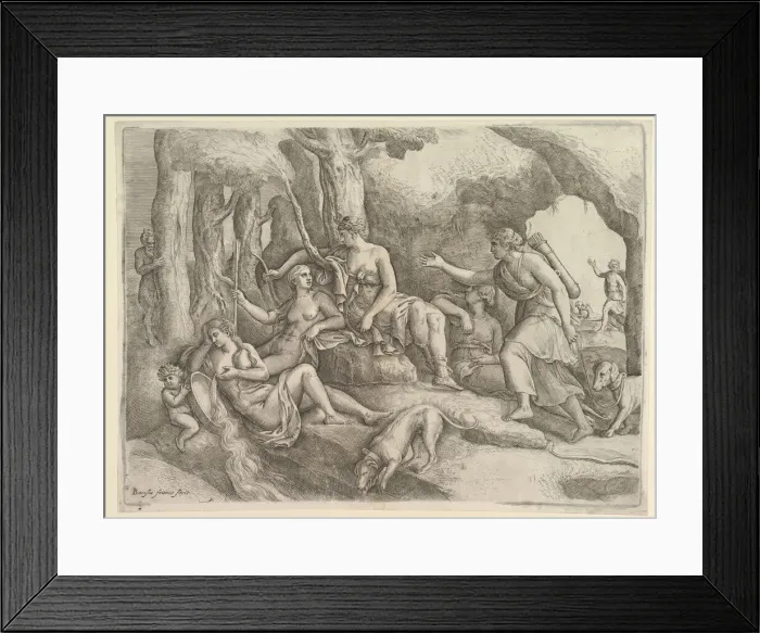 Framed Print : Diana Resting with Nymphs. Creator: Battista Franco Veneziano Framed Print : Diana Resting with Nymphs. Creator: Battista Franco Veneziano