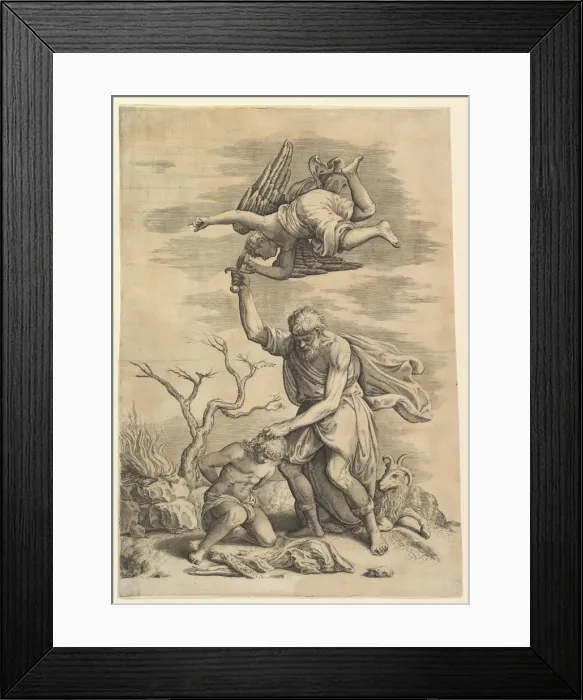 Framed Print : The Angel Staying the Arm of Abraham. Creator: Battista Franco Veneziano Framed Print : The Angel Staying the Arm of Abraham. Creator: Battista Franco Veneziano