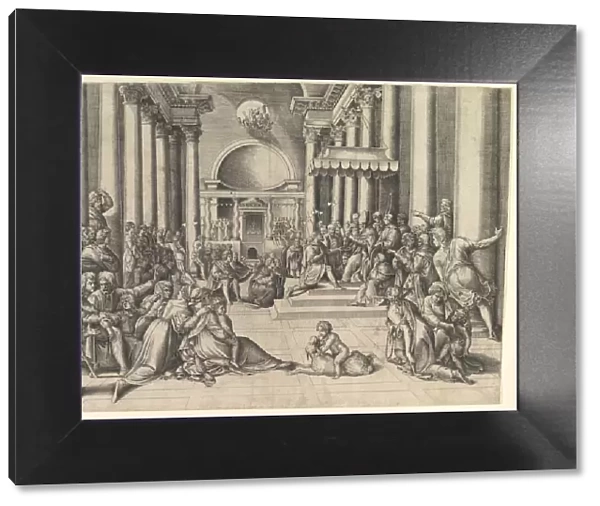Constantine Presenting the City of Rome to the Holy See, at right, many spectators