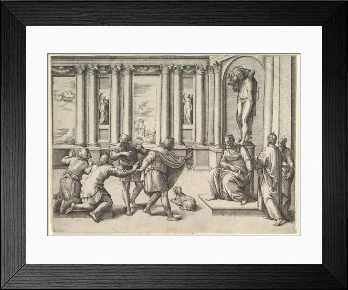 Framed Print : Man Seated Beneath a Statue of Bacchus, Receiving an Audience, ca. 1530-61 Framed Print : Man Seated Beneath a Statue of Bacchus, Receiving an Audience, ca. 1530-61
