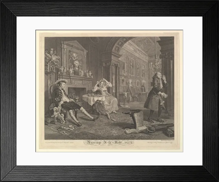 Framed Print : Marriage A-la-Mode, Plate II, April 1745. Creator: Bernard Baron Framed Print : Marriage A-la-Mode, Plate II, April 1745. Creator: Bernard Baron