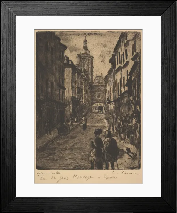 Framed Print : The Street of the Grand Clock, Rouen, 1885. Creator: Camille Pissarro Framed Print : The Street of the Grand Clock, Rouen, 1885. Creator: Camille Pissarro