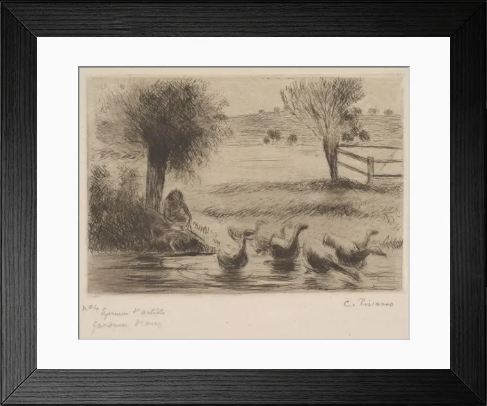 Framed Print : Goose Girl, 1888. Creator: Camille Pissarro Framed Print : Goose Girl, 1888. Creator: Camille Pissarro