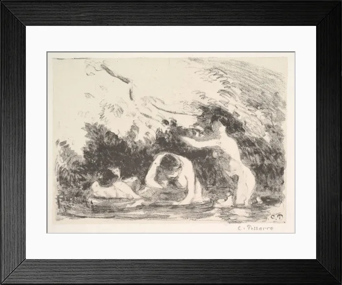 Framed Print : Bathers in the Shade of Wooded Banks, 1894. Creator: Camille Pissarro Framed Print : Bathers in the Shade of Wooded Banks, 1894. Creator: Camille Pissarro