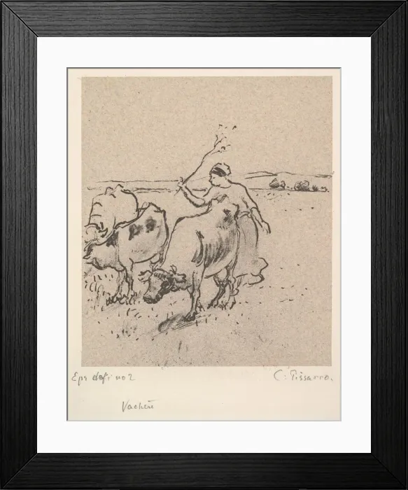 Framed Print : Cowherd, ca. 1899. Creator: Camille Pissarro Framed Print : Cowherd, ca. 1899. Creator: Camille Pissarro