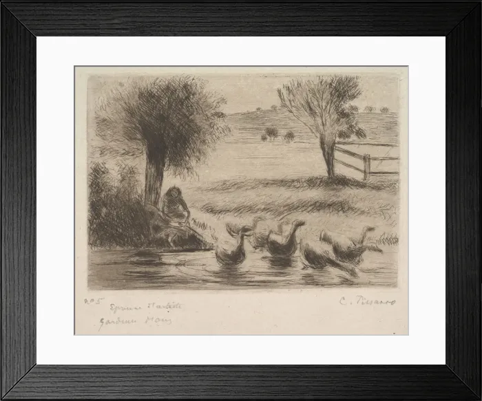 Framed Print : Goose Girl, 1888. Creator: Camille Pissarro Framed Print : Goose Girl, 1888. Creator: Camille Pissarro
