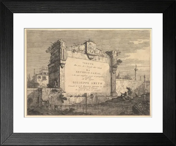 Framed Print : Title plate of Vedute altre prese da i luoghi altre ideate, with title and publicatio Framed Print : Title plate of Vedute altre prese da i luoghi altre ideate, with title and publicatio