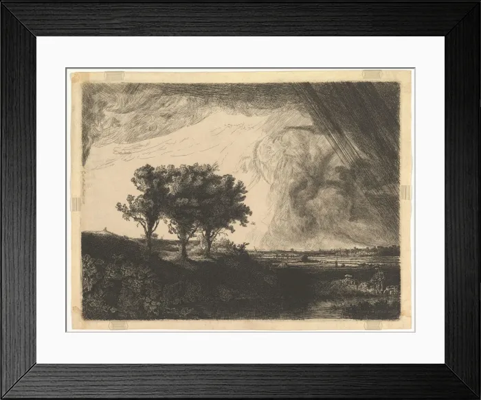 Framed Print : The Three Trees, after Rembrandt, 1758. Creator: William Baillie Framed Print : The Three Trees, after Rembrandt, 1758. Creator: William Baillie