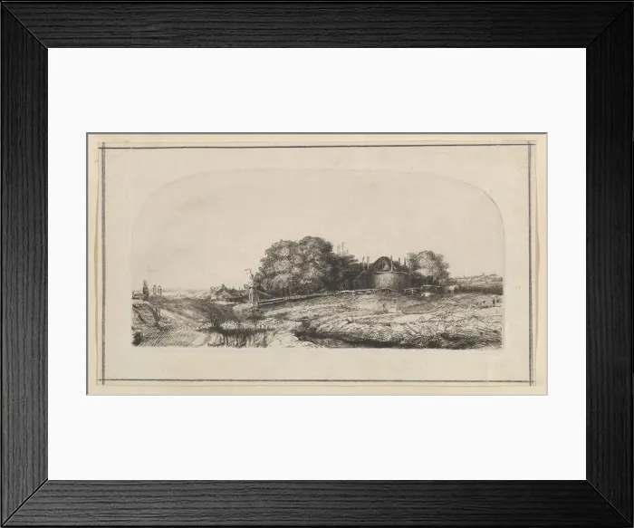 Framed Print : Landscape with a Haybarn and a Flock of Sheep (copy), 1750-1810. Creator: William Baillie Framed Print : Landscape with a Haybarn and a Flock of Sheep (copy), 1750-1810. Creator: William Baillie