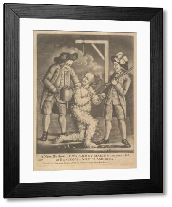 Framed Print : A New Method of Maracrony Making as Practised at Boston in North America, ca. 1774 Framed Print : A New Method of Maracrony Making as Practised at Boston in North America, ca. 1774