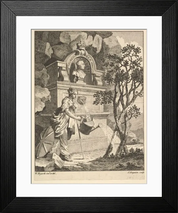 Framed Print : Frontispiece to the Catalogue of Pictures Exhibited in Spring Garden, May 7, 1761