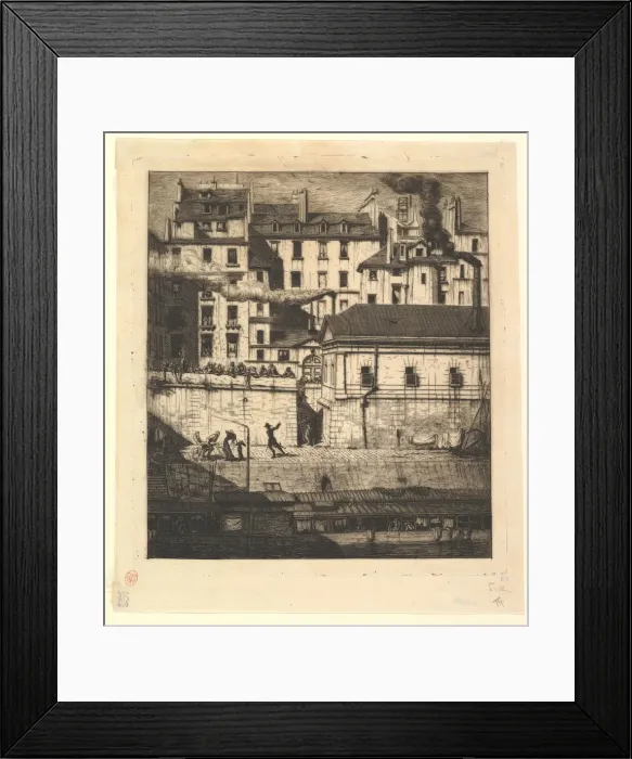 Framed Print : The Mortuary, Paris (La Morgue), 1854. Creator: Charles Meryon Framed Print : The Mortuary, Paris (La Morgue), 1854. Creator: Charles Meryon
