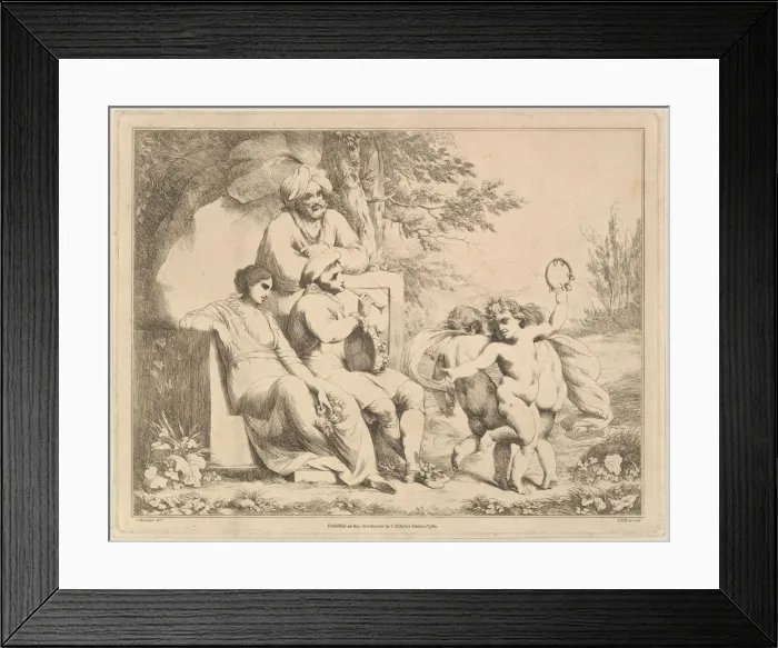 Framed Print : Three Putti Dancing to a Piper, March 1, 1780. Creator: Charles Reuben Ryley Framed Print : Three Putti Dancing to a Piper, March 1, 1780. Creator: Charles Reuben Ryley
