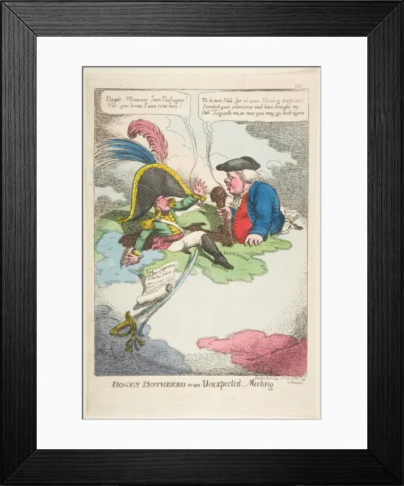 Framed Print : Boney Bothered or an Unexpected Meeting, July 9, 1808. Creator: Charles Williams