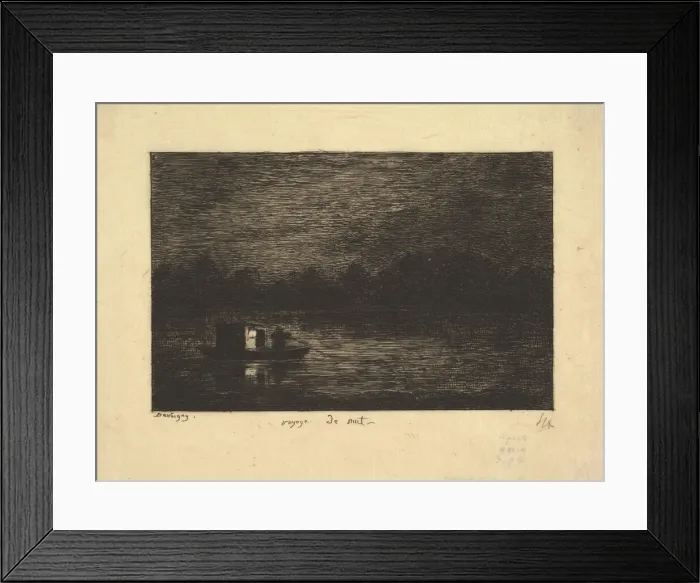Framed Print : Night Voyage, from the series, Voyage en Bateau, 1861. Creator: Charles Francois Daubigny Framed Print : Night Voyage, from the series, Voyage en Bateau, 1861. Creator: Charles Francois Daubigny